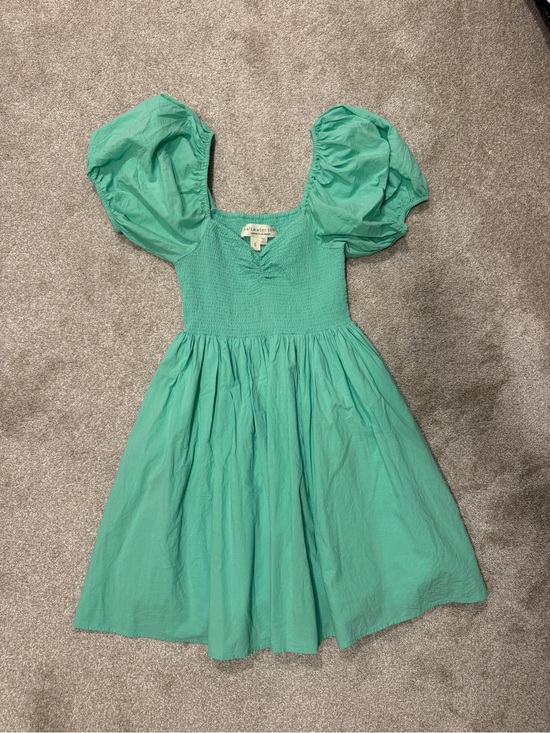 saltwater LUXE Dresses & Skirts - Green Puff Sleeve Smocked Dress Size S